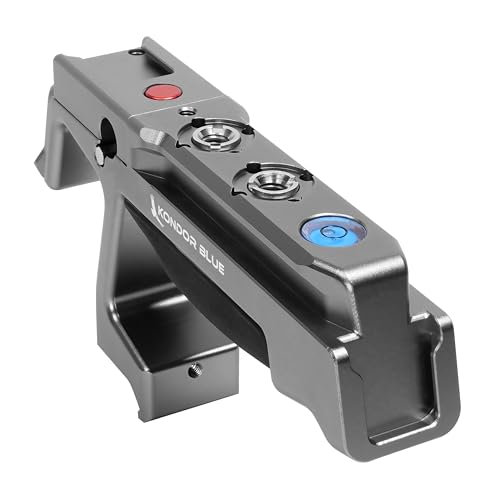 Image of KONDOR BLUE Talon XL NATO Top Handle with REC Trigger for Camera Cages, Dual NATO Rail, 3 /8-16 ARRI-Style Mounts, Cold Shoe Slots, Remote REC Button, Ergonomic Grip, Bubble Level, Gray