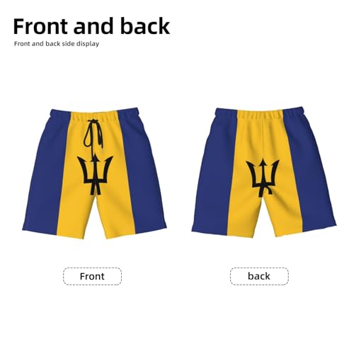 Flag of Barbados Youth Beach Pants, Soft and Breathable, with Drawstring Waist, Suitable for Sports and Leisure.2