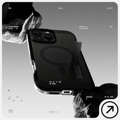 Image of Spigen for iPhone 16 Pro Max Case, Tough Armor (Ai) MagFit [Compatible with Magsafe] [Kickstand] [Military-Grade Protection] - Frost Black
