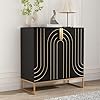Hlr accent wood grain cabinet with 2 doors storage cabinet sideboard with gold metal legs for living roomentryway and kitchen dining roomblack  urban country home decor
