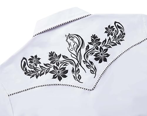 SALVAJE OESTE Women's Embroidered Western Cowgirl Slim Fit Shirt Snap Button Down Long Sleeve Shirt with Floral Embroidery3