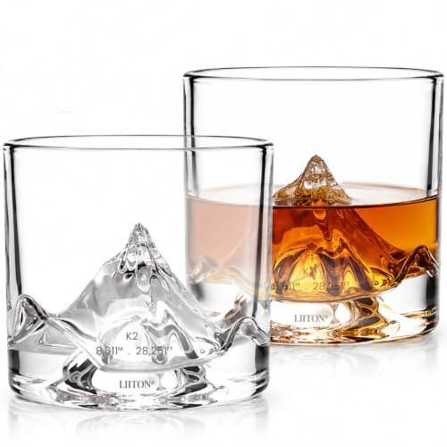 Image of LIITON K2 Mountain Whiskey Glasses, Set of 2, 10oz, Bourbon Glass