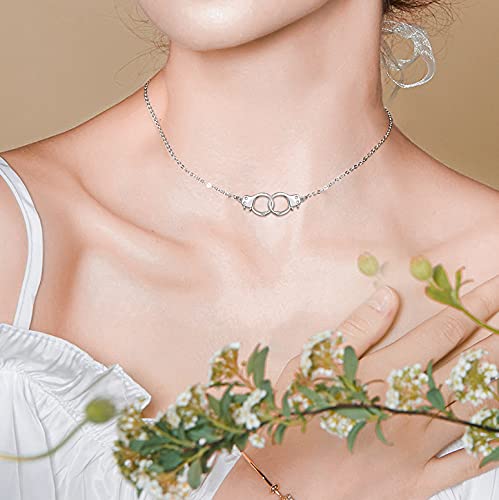 Yearace Choker Necklaces for Women S925 Sterling Silver Sideways Cross/Butterfly/Handcuffs/Infinity Interlocking/Chakra Choker Necklace Dainty Sideways Cross Necklace Jewelry Gift2