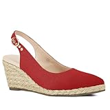 Juliet Holy Womens Wedge Sandals Espadrilles Closed Toe Slingback Buckle Strap Comfortable Casual Summer Wedges Shoes Red