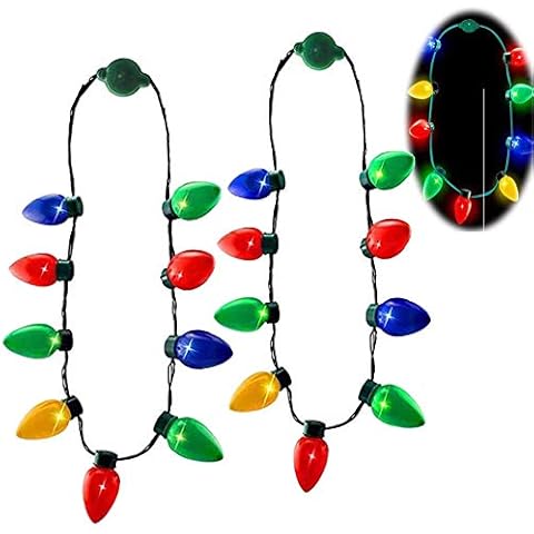 LNCOJOLM Christmas Led Necklace for Kids Adults, Light Up Flashing Necklace Bulb Bulk for Xmas Decoration, Glow In The Dark Toy String Light with Multi Modes Party Favors Supplies Decoration Cover