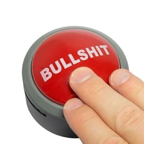 Bullshit Alarmknopf | Mit 5 verschiedenen Anti-BS-Reaktionen | Großer roter Summer | Lustig für Erwachsene | Spaß fürs Büro | 2 x AAA Batterien enthalten