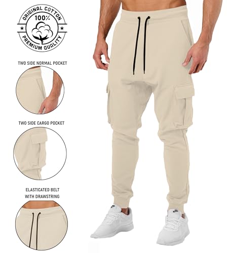 Image of JUGULAR Men's Regular Fit low Rise Cotton Solid Stylish Cargo Track Pants