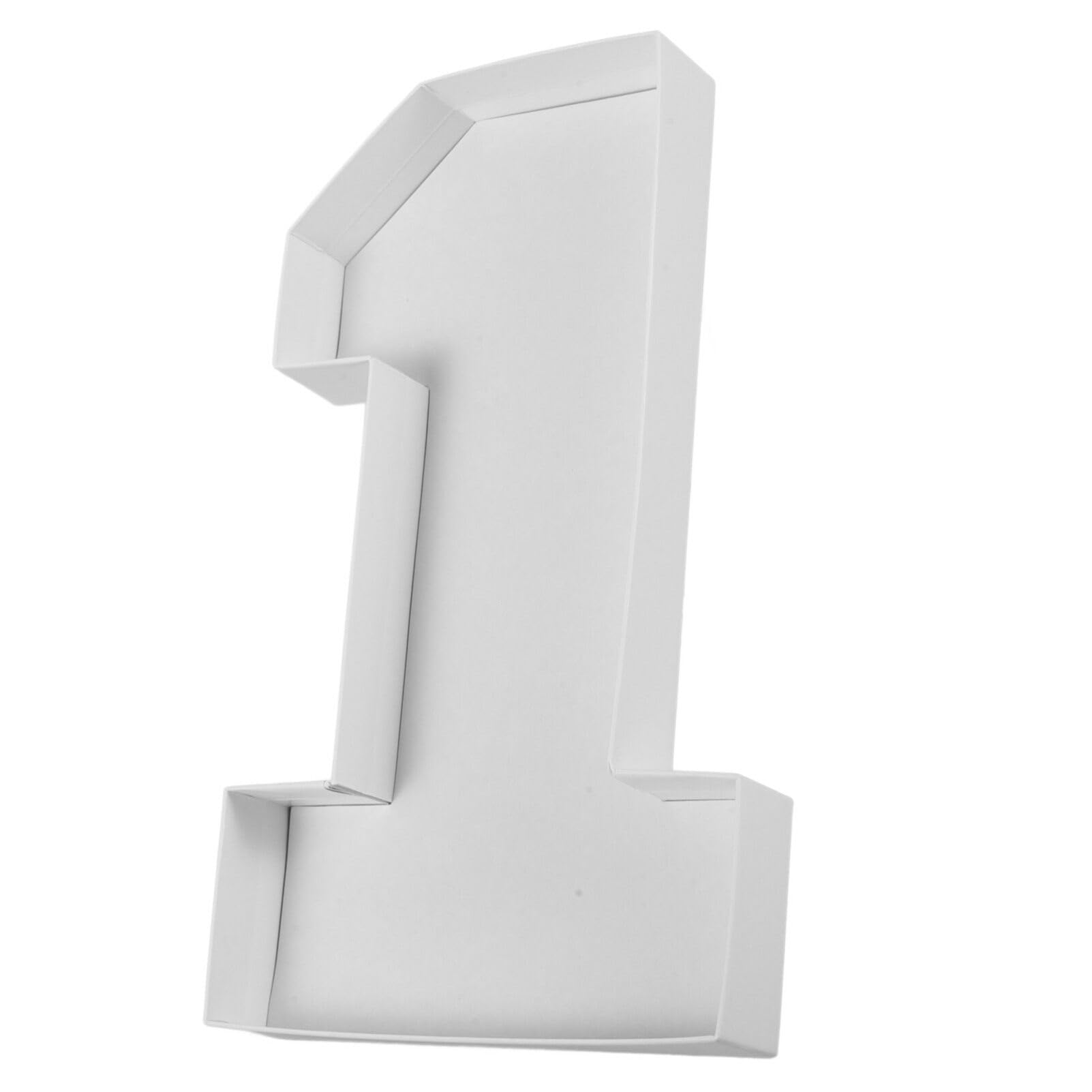 LuxshinyCardboard Number 1 Fillable Candy Box First Birthday Party Serving Tray Creative Paper Mache Box for Treat Jelly Beans White