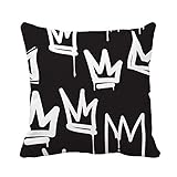 Awowee Throw Pillow Cover Tags Black and White Graffiti in Hip Hop Street 18x18 Inches Pillowcase...