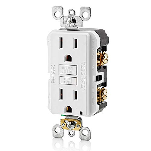 Image of Leviton GFCI Outlet, 15 Amp, Self Test, Non Tamper-Resistant with LED Indicator Light, Protection from Electric Shock and Electrocution, GFNT1-W, White