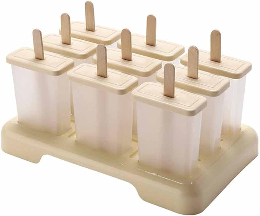 9/4/2/1 Hole Silicone Ice Cream Chocolate Tray Ice Cream DIY Mold Dessert Ice Cream Mold with Popsicle Stick (Color : A)