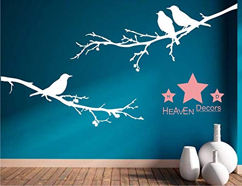 Heaven Decors Vinyl Bird Wall, Door Sticker, 44.09 x 0.39 x 23.22 inches, White