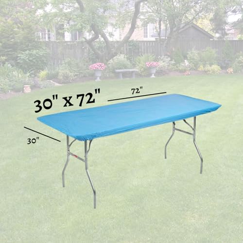 Image of Kwik-Covers 6' Rectangle Plastic Table Covers 30 inch x 72 inch, Bundle of 5 (Light Blue)
