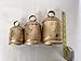 Set of 3 Rustic Metal Bells – Gold-Tone Hanging Bells with Wooden Ringers for Mantel, Holiday, or Event Décor – Gradual Sizes (One set bells only)