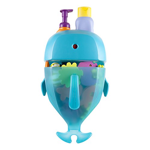 Boon WHALE POD Mini Scoop Toddler Bath Tub Wall Toy Storage and Drain Organizer, Blue