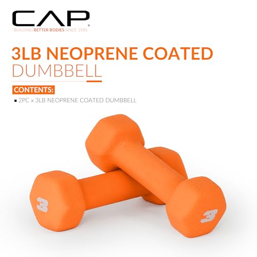 CAP Barbell Neoprene Dumbbell Weights, 3 lb Pair, Spiced Orange