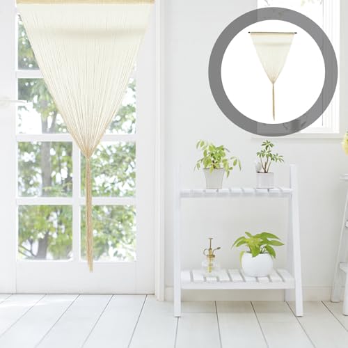 Cortina de puerta de borlas para dormitorio ambiente íntimo color champán 8