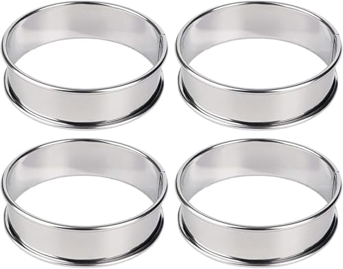 Image of 4Pcs Stainless Steel Cooking Ring Set, Non-Stick Heat Resistant Golden Egg Maker, Practical Kitchen Tool for Making Pancakes Eggs Muffins and Crumpets for Daily Breakfast Cooking