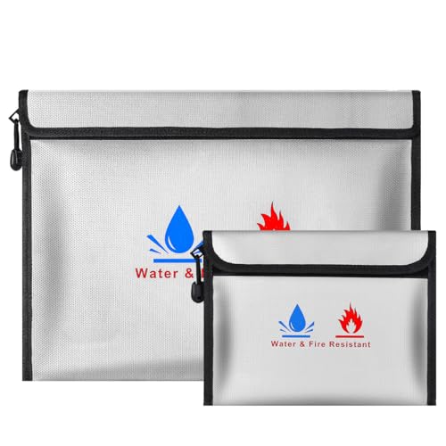 Sac à documents ignifuge de 38 x 28 cm pour protéger bijoux et argent du feu