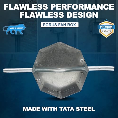 Image of Forus Metal Fan Box Round Wall-Mounted Ceiling Fan Box, 18 Gauge GI Sheet Metal, Rustproof Heavy-Duty Flush Mount Electrical Junction Box, Durable Galvanized Iron, Modular Design, 18 Gauge Thickness