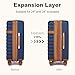 Kono 24 Inch Medium Suitcase Expandable Lightweight Luggage ABS+PC Hardshell Travel Case with 4 Spinner Wheels & TSA Lock (Navy/Brown)