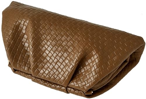Image of Women's Woven Evening Bag Ruched Dumpling Clutch Purse Detachable Chain Crossbody Bag