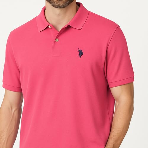 Image of U.S. POLO ASSN. Men Cotton Regular Fit Solid Polo With Small Pony | Two-Button Closure Pique Polo Shirt, Summer Fashion Golf Shirt
