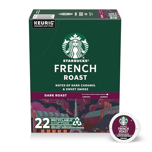 Starbucks K-Cup Coffee Pods, Dark Roast Hot or Iced Coffee, French Roast, 22 Keurig Pods
