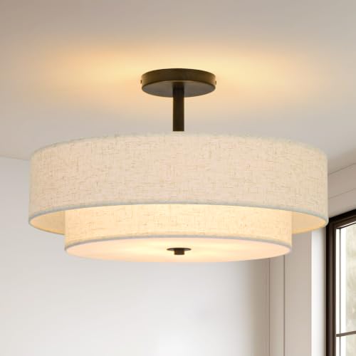 puncoll 20 Inch 4-Light Black Semi Flush Mount Ceiling Light for Bedroom by puncoll - Used condition - US$113.99