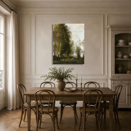 Arte clásico vintage en lienzo de alta calidad con pintura de paisaje rústico 2