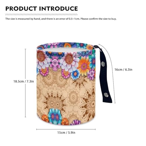 Image of Pensura Car Trash Storage Box Cute Grocery Organizer Boho Ethnic Floral Hanging Vehicle Garbage Waterproof Can Trash Can for Car Compatible with Most Cars,Easy to Install