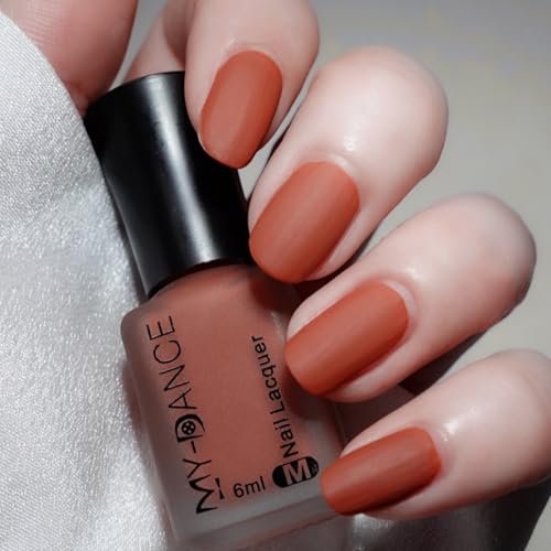 IMGDD Matte Terracotta Nail Polish Quick Dry Burnt Orange Rust Brown Pumpkin Nude Nail Lacquer Fast Drying Long Lasting Mist Effect Matte Finish Velvet Air Dry Nail Polish for Nail Art (020 6ml)
