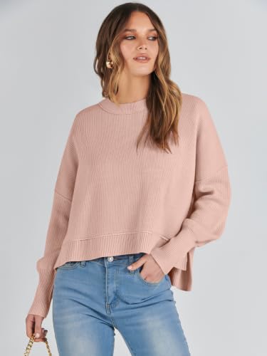 Image of ANRABESS Cropped Sweaters for Women Long Sleeve Oversized Fall Outfits