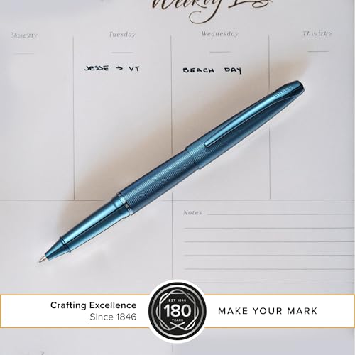 Image of Cross ATX Luxury Sandblasted Dark Blue Rollerball Pen Featuring Polished Dark Blue PVD Trim - Medium Point, Smooth Writing, Premium Gift Box