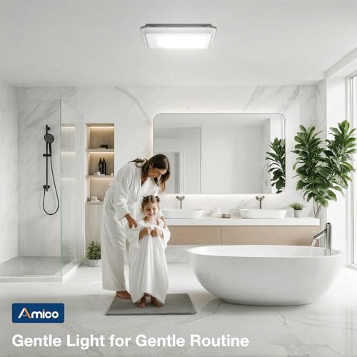 Amico Bathroom Exhaust Fan with Light, 110 CFM, 1.0 Sones, 5CCT, 1000LM, Easy Installation, Ceiling Mount Bathroom Fan, Adjustable Bath Exhaust Vent with light, ETL & FCC Certified by Amico - Used condition - Image 7