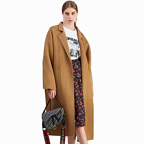 ロングコート、秋と冬のカシミヤのコート、ロング両面のウールコート手作り婦人服レディースコートレディースウインドブレーカージャケット