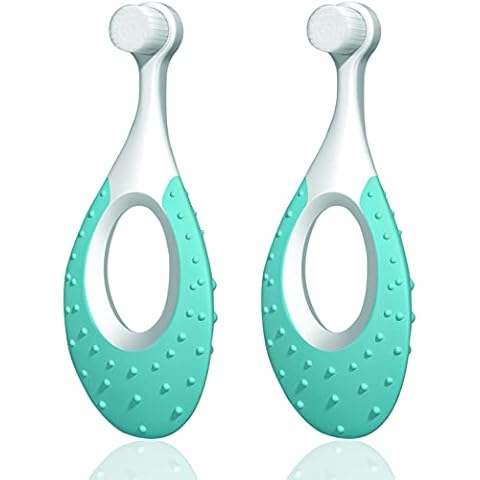 baby zahnbürste Super weich nano zahnbürste , baby zahnbürste ab 6 monate - 18 Monate,nano zahnbürste baby weich mit zungenreiniger 2 Packung (blau) Cover