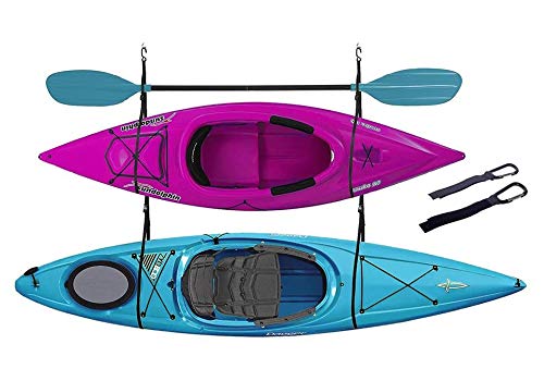 ZUJARA Double Kayak Storage Straps System Comes with 2 Carabiner Paddle Clips
