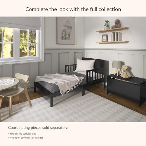 Dream On Me Brookside Wooden Toddler Bed in Black, Greenguard Gold & BSA Certified, Kids Bed with Safety Rails, Low-to-Floor Design, Non-Toxic Pinewood Finish - image 6