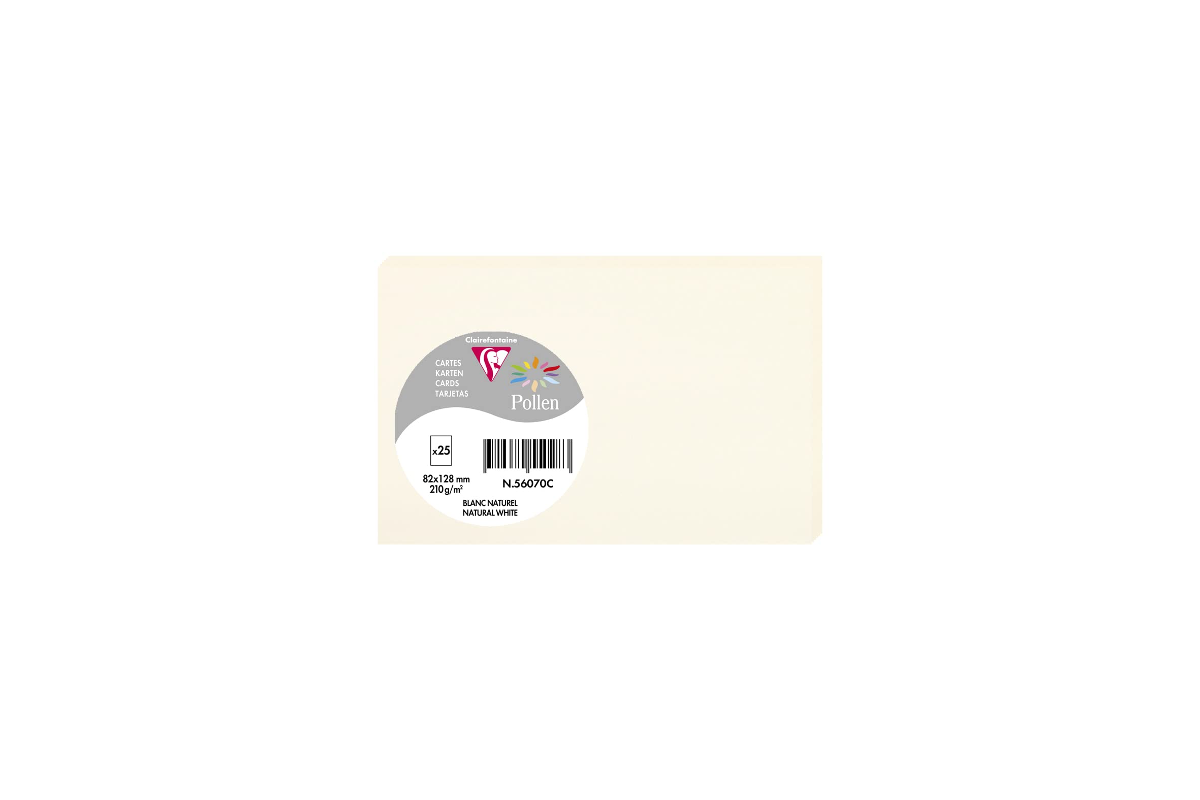 Clairefontaine 56070C Pack of 25 Plain Cards Format 8,2x12,8cm 210gsm Natural White Events Invitation & Correspondence Paper Pollen Range Premium Paper