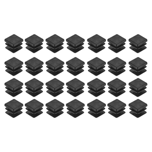 Image of uxcell 28Pcs Square Plastic Plugs, 18 x 18mm /0.71 x 0.71inch PE Pipe Tubing End Caps for 14-16mm /0.55-0.63inch Square Tube Furniture Chair Leg, Black