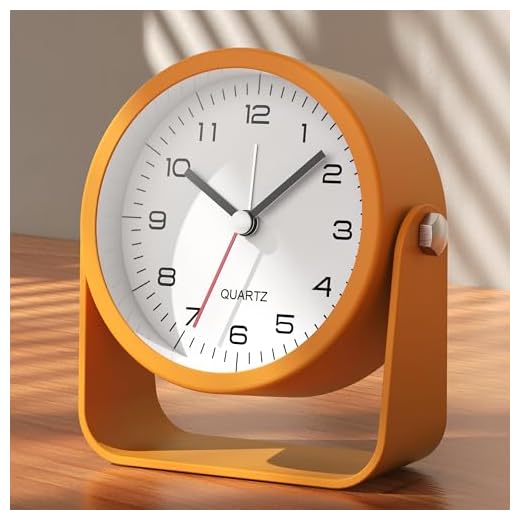 AYRELY® 3.5 Inch Small Analog Alarm Clocks,Battery Operated Desk Clock,Cute Table Clock with Light，Adjustable Angle for Travel,Bedside,Bedroom,Kids,Living Room Decor(Orange)