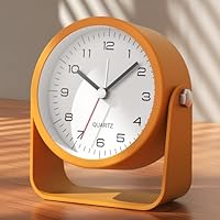 AYRELY® 3.5 Inch Small Analog Alarm Clocks,Battery Operated Desk Clock,Cute Table Clock with Light,Adjustable Angle for Travel,Bedside,Bedroom,Kids,Living Room Decor(Orange)