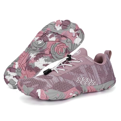 Image of Hike Barefoot Shoes, Pro Barefoot Shoes Women Men, Athletic Hiking Minimalist Water Shoe Breathable Quick Dry Zero Drop Trail Running Shoe with Non-Slip Sole & Wide Toe Box Burgundy