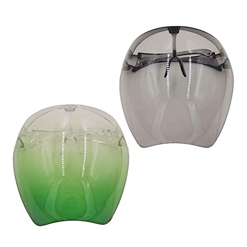 Lunettes de soleil punk lot de 2 pièces gris vert matériau PC transparent HD style cyber mixte