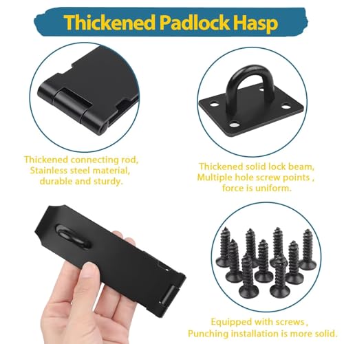4 Zoll Vorhängeschloss Haspe, Leryati Sicherheits Überfalle Schloss Riegel für Vorhängeschloss, Sicherheitsüberfalle mit Schrauben Schloss Vorrichtung Schuppenschloss