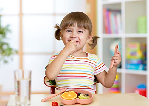 Suction Plate, Socub Silicone Plate For Baby And Toddler, Unbreakable Non-Slip Kids Plates With Spoon And Fork, Bpa Free, Dishwasher And Microwave Safe, Sage #TOP1