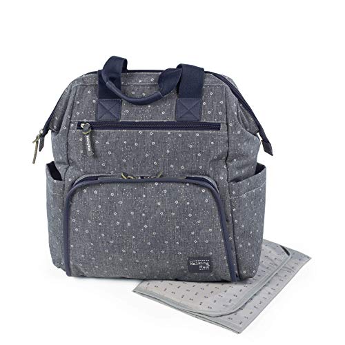 Walking Mum. Mochila Dreamer. Bolsa Pañalera para Silla de Paseo. Diseño con Asas Cortas y Correas para Llevar en los Hombros. Elaborado en Material Resistente de Color Azul. Medidas 40X36X20 cm.