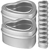 UKCOCO Herzförmige Metallbehälter 12 Stück mit Sichtfenster Formstabil und Stoßfest Geeignet...