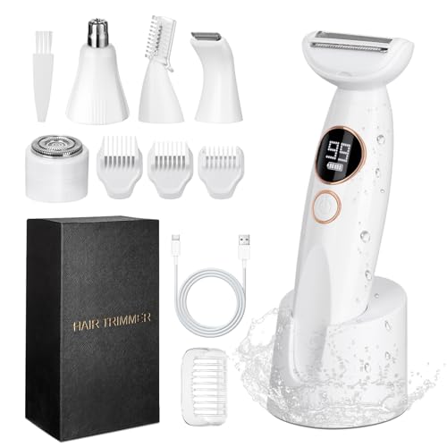 Deciniee Lady Shavers for Women: Bikini Trimmer - 5 in 1 Electric Razors - Bikini Shaver - Epilator for Female for Face, Nose, Eyebrows, Arms, Legs - Facial Hair Remover for Girls for Wet and Dry use